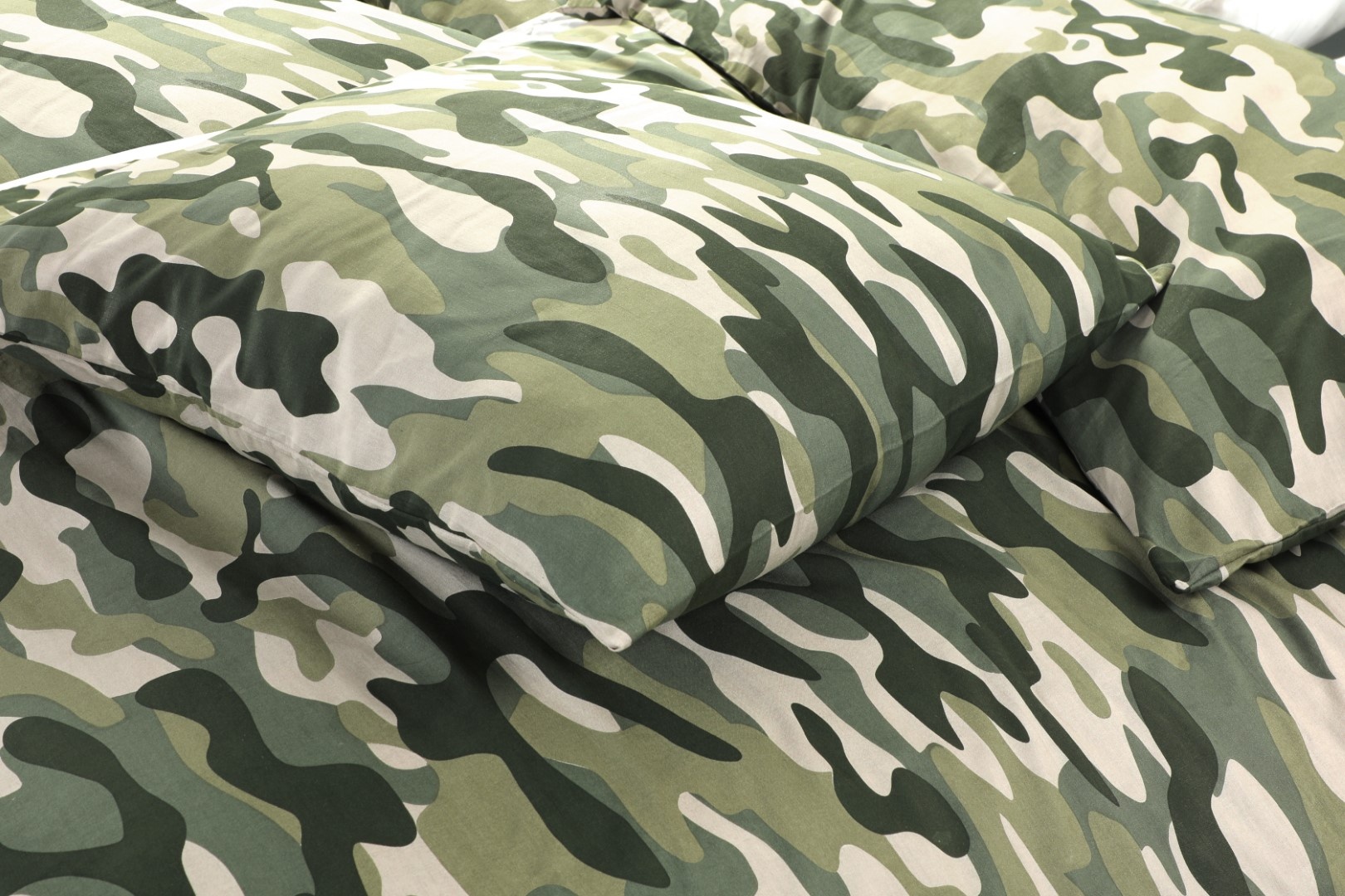 Katoen dekbedovertrek Camouflage - groen - 140x200 + 60x70 cm