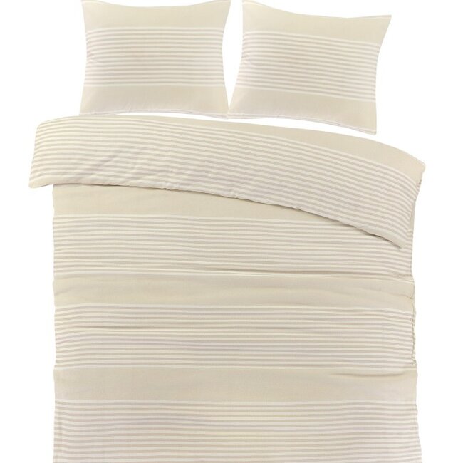 Flanel dekbedovertrek Davos - beige - Lits-jumeaux (240x220 + 2st 60x70cm)