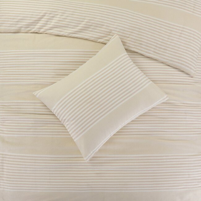 Flanel dekbedovertrek Davos - beige - Lits-jumeaux (240x220 + 2st 60x70cm)