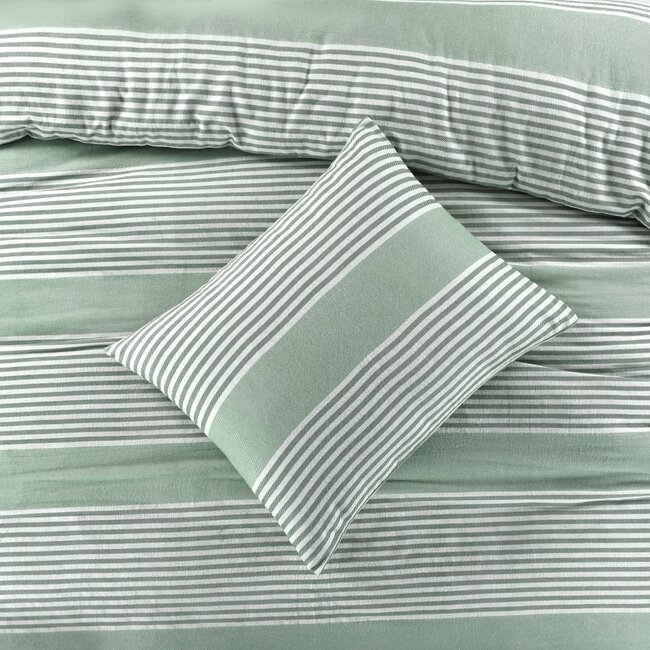 Flanel dekbedovertrek Davos - groen - Lits-jumeaux (240x220 + 2st 60x70cm)