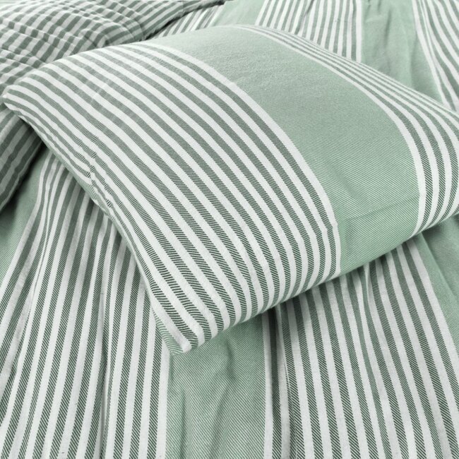 Flanel dekbedovertrek Davos - groen - Lits-jumeaux (240x220 + 2st 60x70cm)