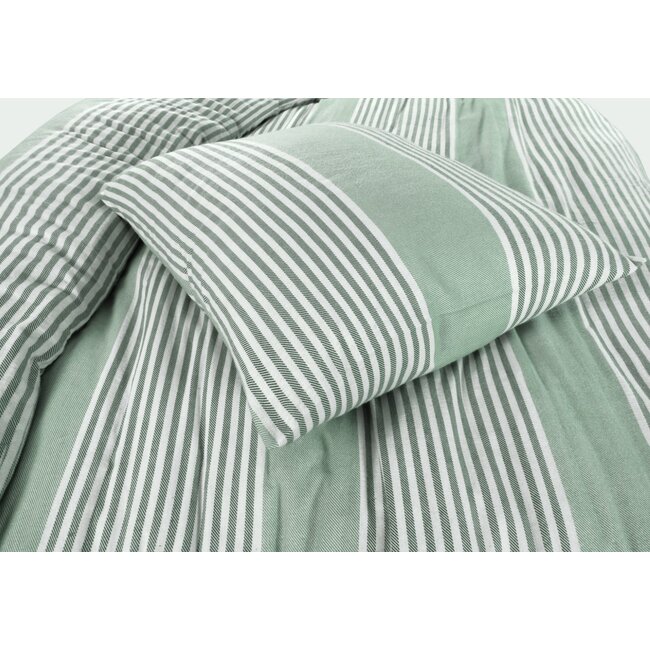 Flanel dekbedovertrek Davos - groen - Lits-jumeaux (240x220 + 2st 60x70cm)