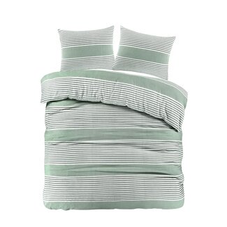 Day Dream  Flanel dekbedovertrek Davos - groen - Lits-jumeaux (240x220 + 2st 60x70cm)