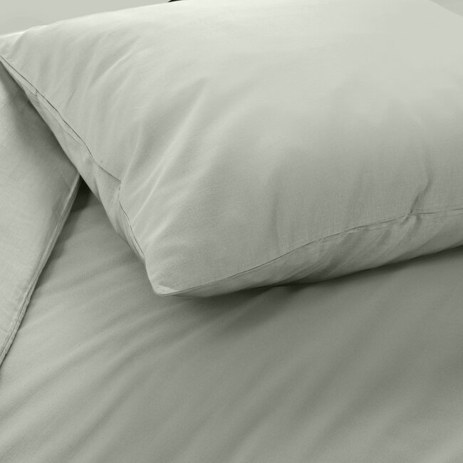 Katoen dekbedovertrek effen - groen - Lits-jumeaux (240x220 + 2st 60x70cm)