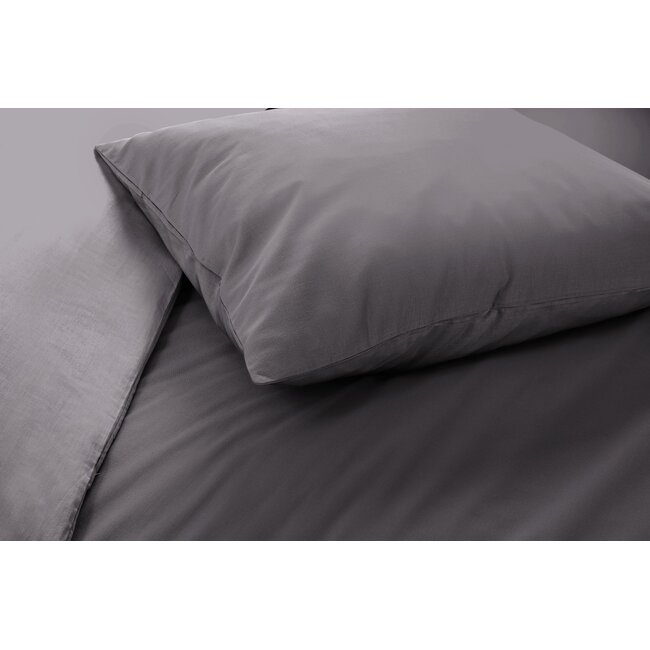Katoen dekbedovertrek effen - antraciet