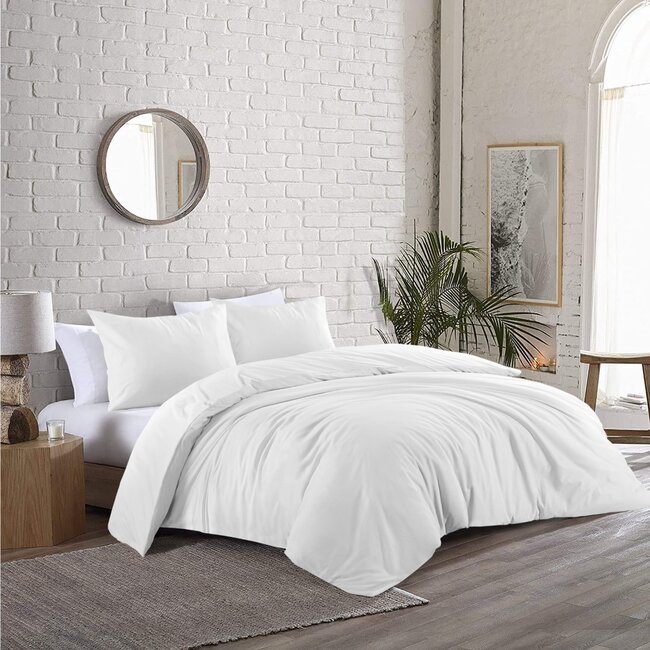 Katoen dekbedovertrek effen - wit