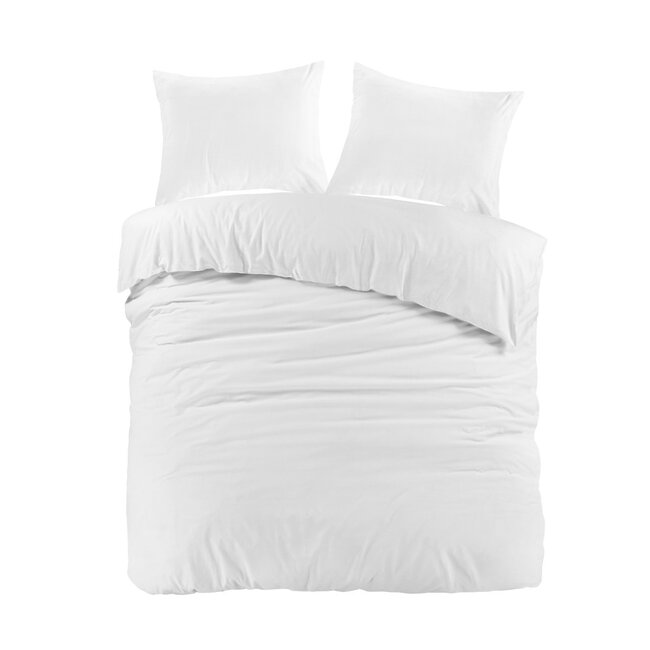 Katoen dekbedovertrek effen - wit