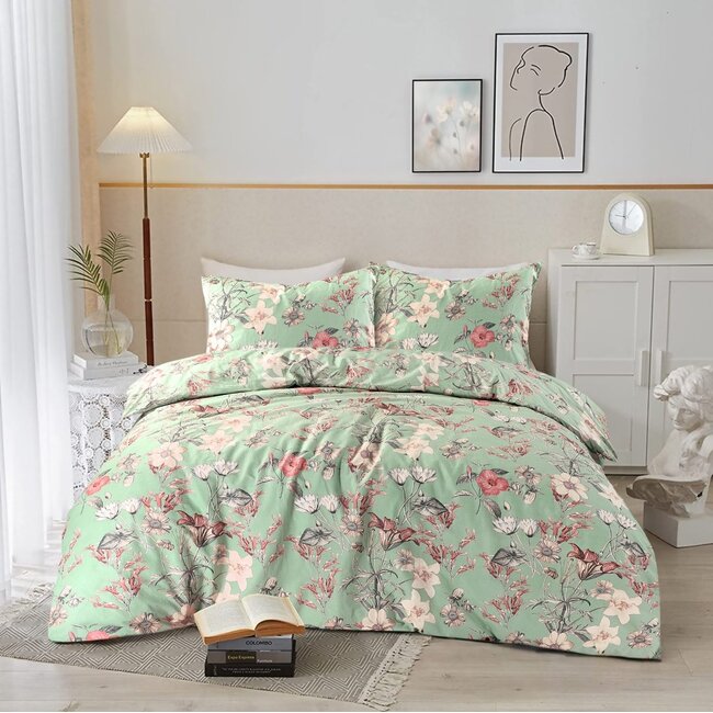 Katoen dekbedovertrek Mary bloemen