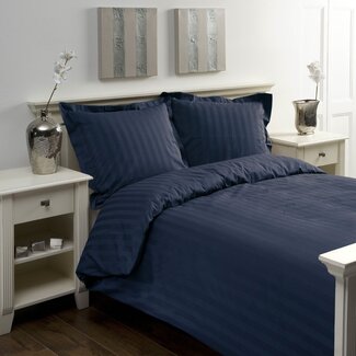 Papillon® Hotelstreep dekbedovertrek uni satijn streep navy