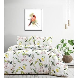 Papillon® Katoen satijn dekbedovertrek Bird Song wit