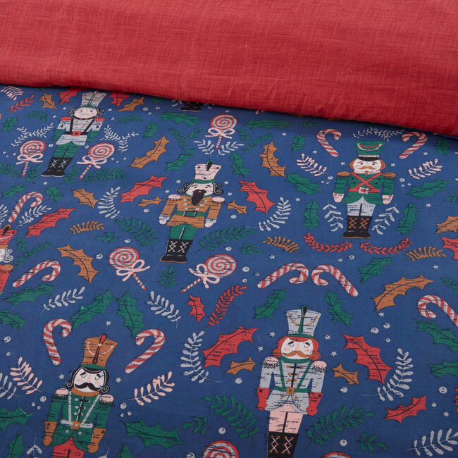 Microvezel dekbedovertrek Notenkraker - navy