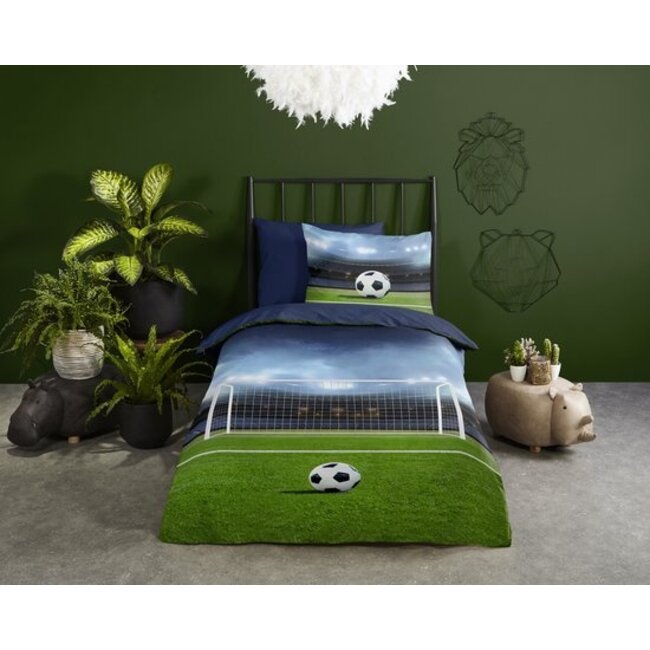Microvezel kinderdekbedovertrek Voetbal - 140x220 + 60x70 cm