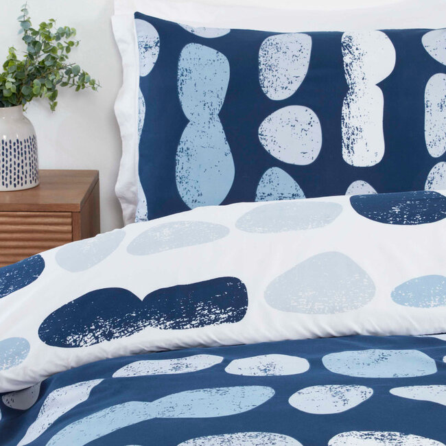 Dekbedovertrek kiezelstenen - blauw - microvezel