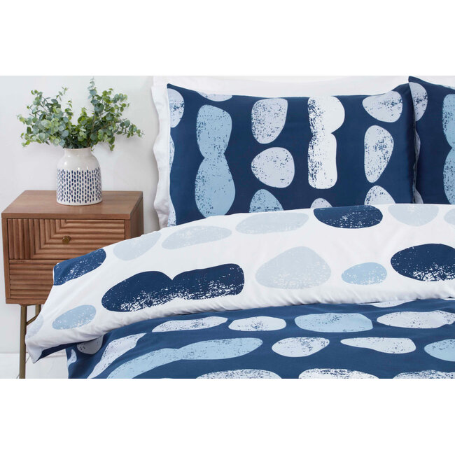 Dekbedovertrek kiezelstenen - blauw - microvezel
