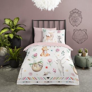 Good Morning Katoen kinderdekbedovertrek Animal Dance - eenpersoons