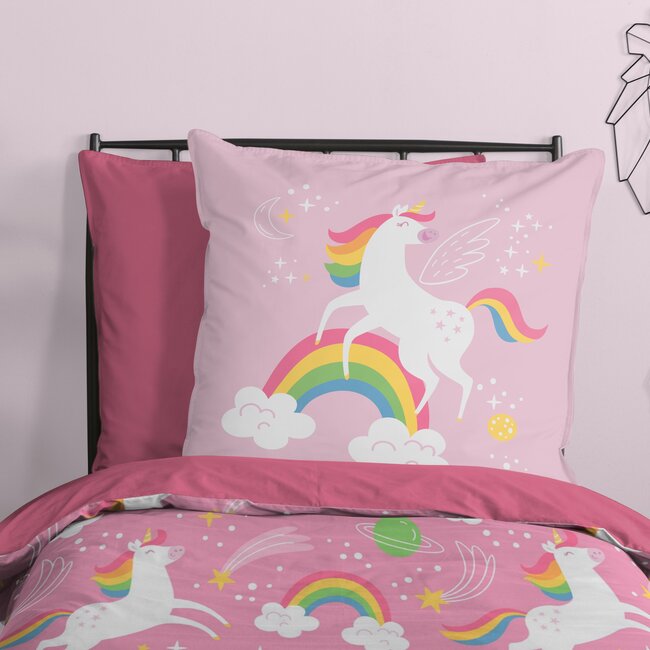 Kinderdekbed zonder overtrek Unicorns & regenbogen - 140x200 + 60x70 cm