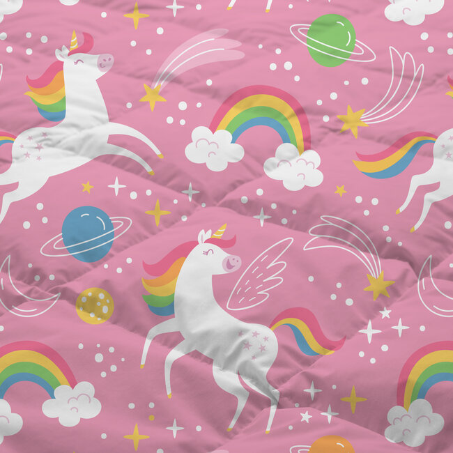 Kinderdekbed zonder overtrek Unicorns & regenbogen - 140x200 + 60x70 cm