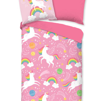Pure Kinderdekbed zonder overtrek Unicorns & regenbogen - eenpersoons