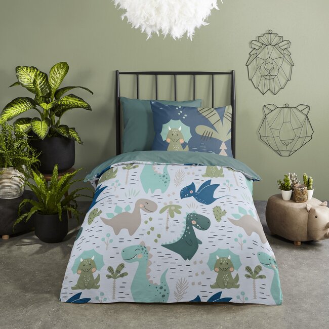 Kinderdekbed zonder overtrek Dino's - 140x200 + 60x70 cm