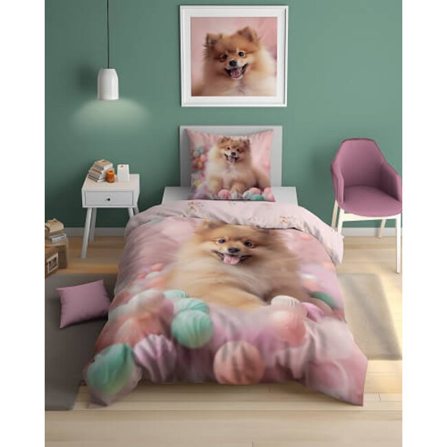 Glow in the dark dekbedovertrek Keeshondje - katoen - 140x200 + 70x80 cm