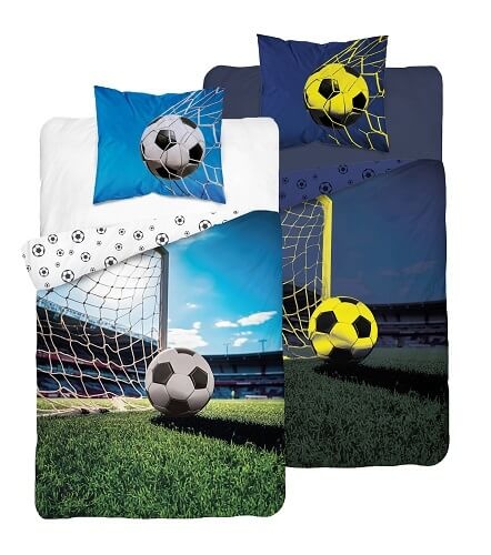 Glow in the dark dekbedovertrek Voetbal goal - katoen - 140x200 + 70x80 cm