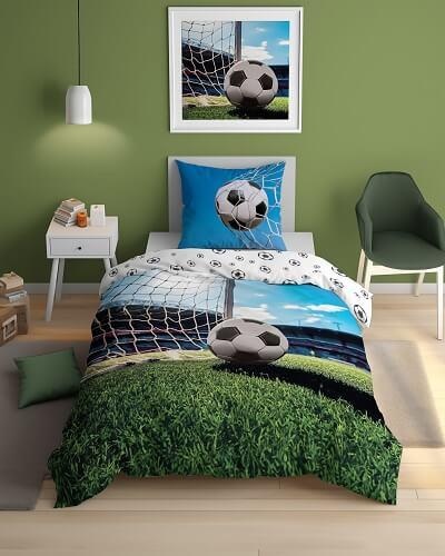 Glow in the dark dekbedovertrek Voetbal goal - katoen - 140x200 + 70x80 cm