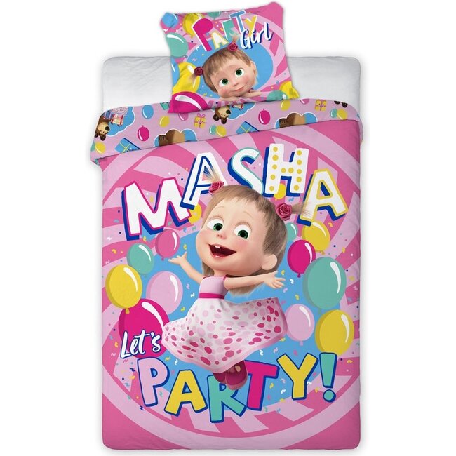 Masha en de Beer dekbedovertrek Let's Party - katoen - 140x200 + 70x90 cm