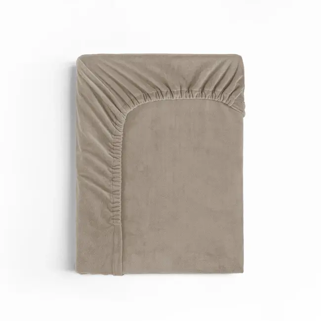Velvet hoeslaken - taupe grijs