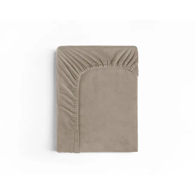 Velvet hoeslaken - taupe grijs