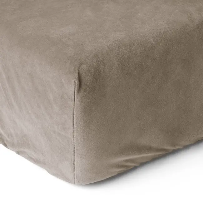 Velvet hoeslaken - taupe grijs