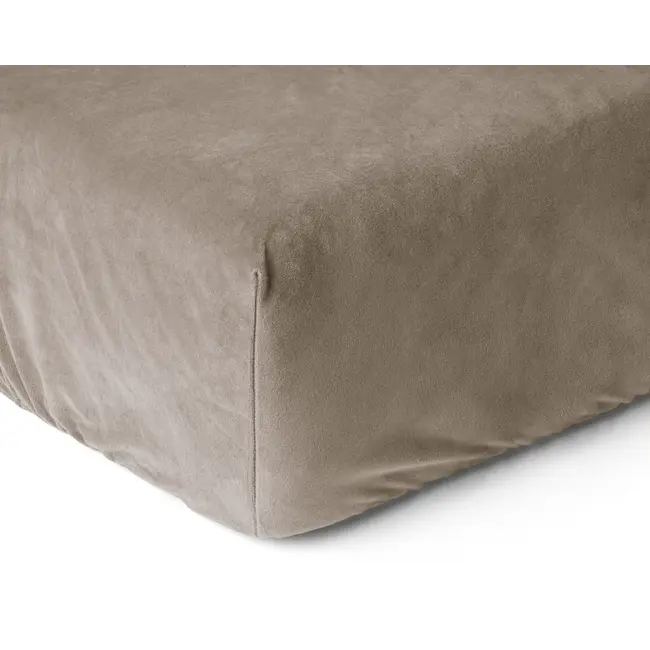 Velvet hoeslaken - taupe grijs