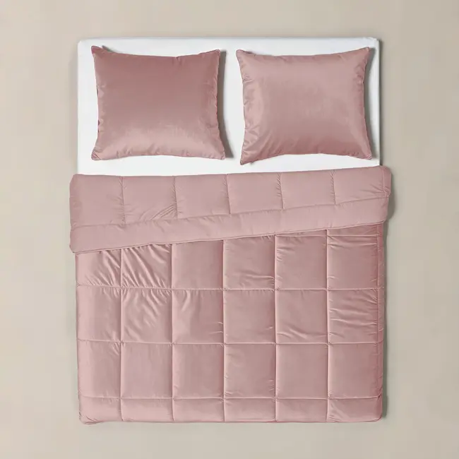 All in one lazy dekbed velvet - Dekbed en overtrek in 1 - Oud Roze