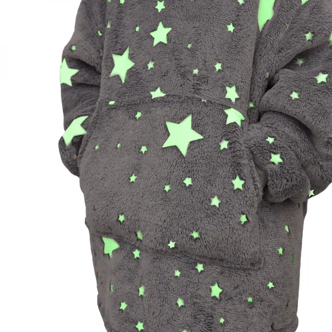 Kinder hoodie Stars grijs - Glow in the dark - 6-10 jaar