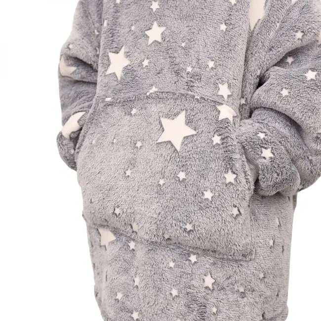 Kinder hoodie Stars grijs - Glow in the dark -2-6 jaar