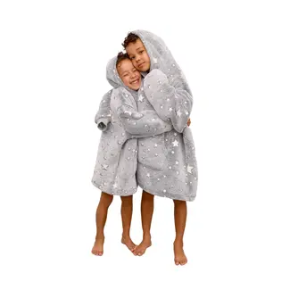Sleeptime Kinder hoodie Stars grijs - Glow in the dark -2-6 jaar