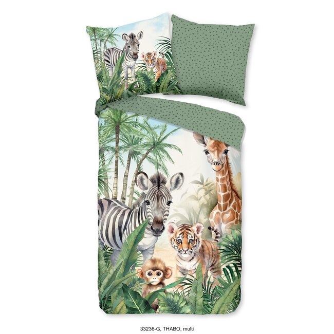 Katoen kinderdekbedovertrek Thabo jungle - 140x220 + 60x70 cm