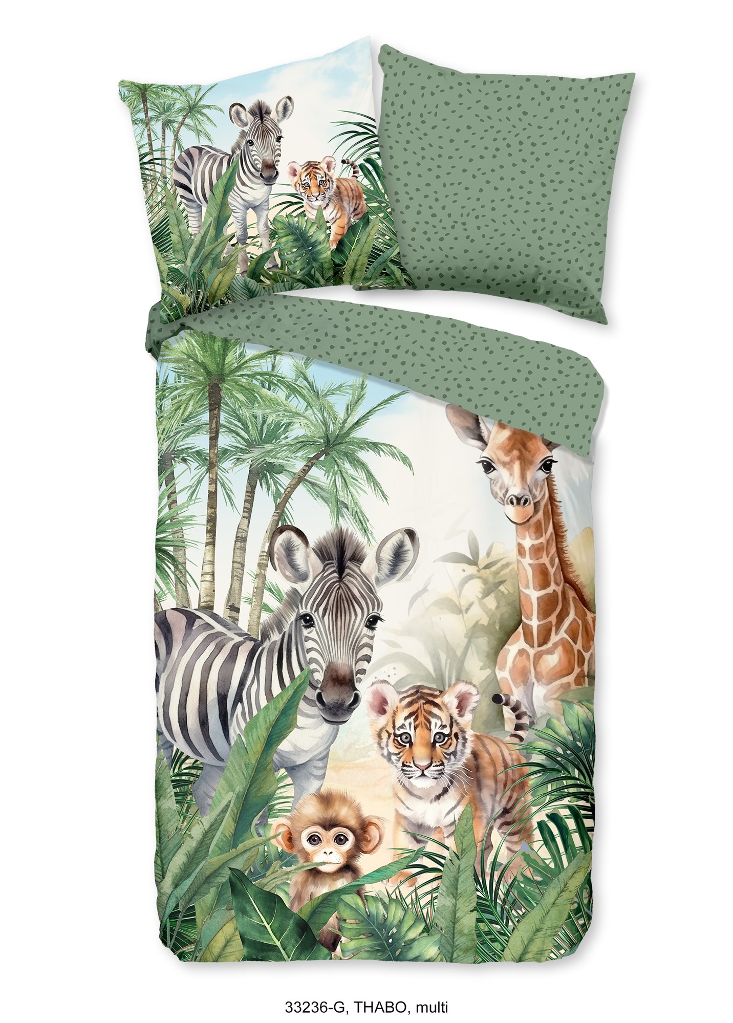 Katoen kinderdekbedovertrek Thabo jungle - 140x220 + 60x70 cm