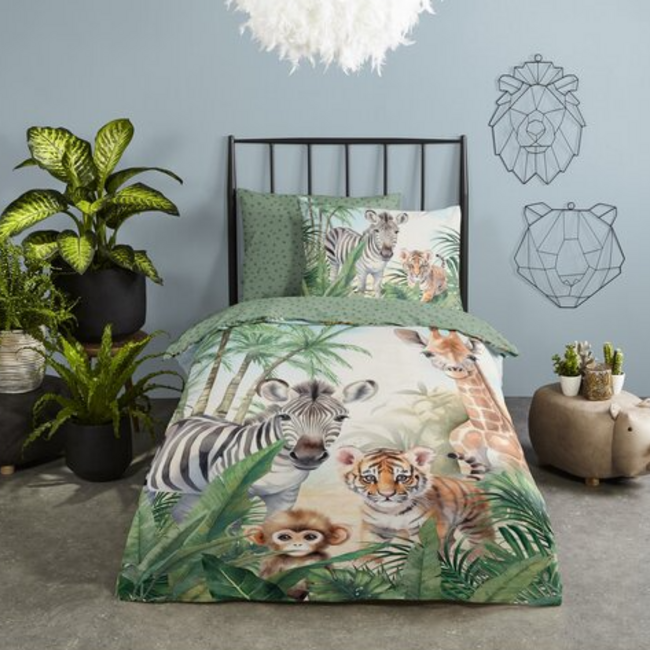 Katoen kinderdekbedovertrek Thabo jungle - 140x220 + 60x70 cm