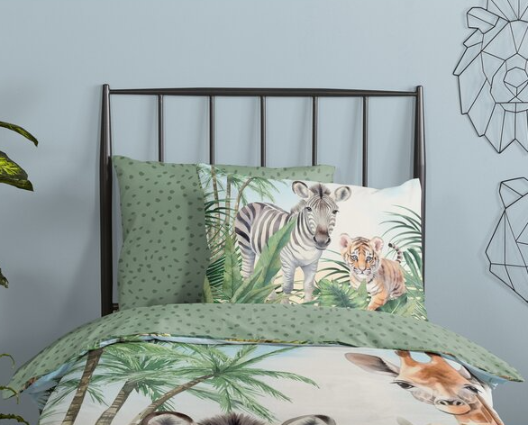 Katoen kinderdekbedovertrek Thabo jungle - 140x220 + 60x70 cm
