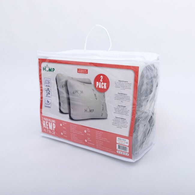 Traagschuim Hoofdkussen met 3D-rand - Hennep/katoen - 40x60 cm - (2stuks)