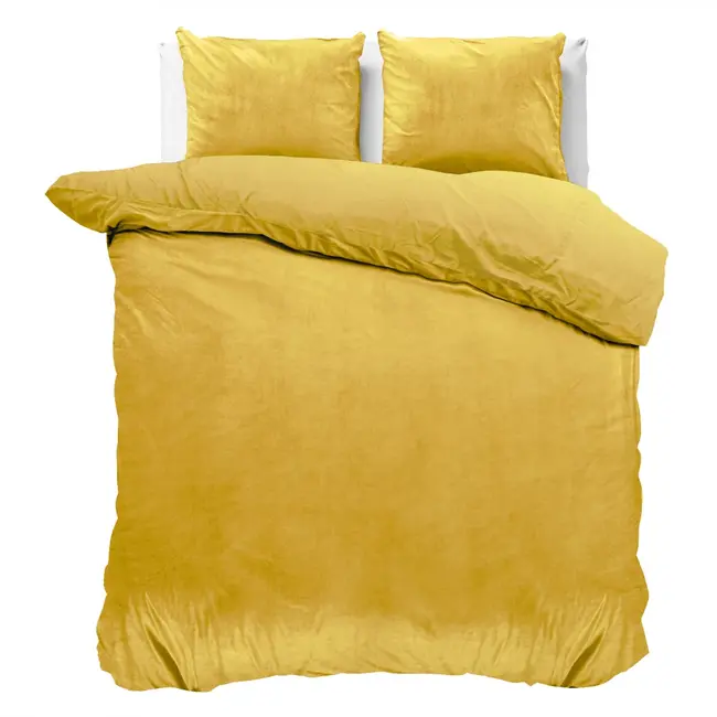 Velvet dekbedovertrek - Uni goudgeel