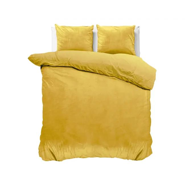 Velvet dekbedovertrek - Uni goudgeel
