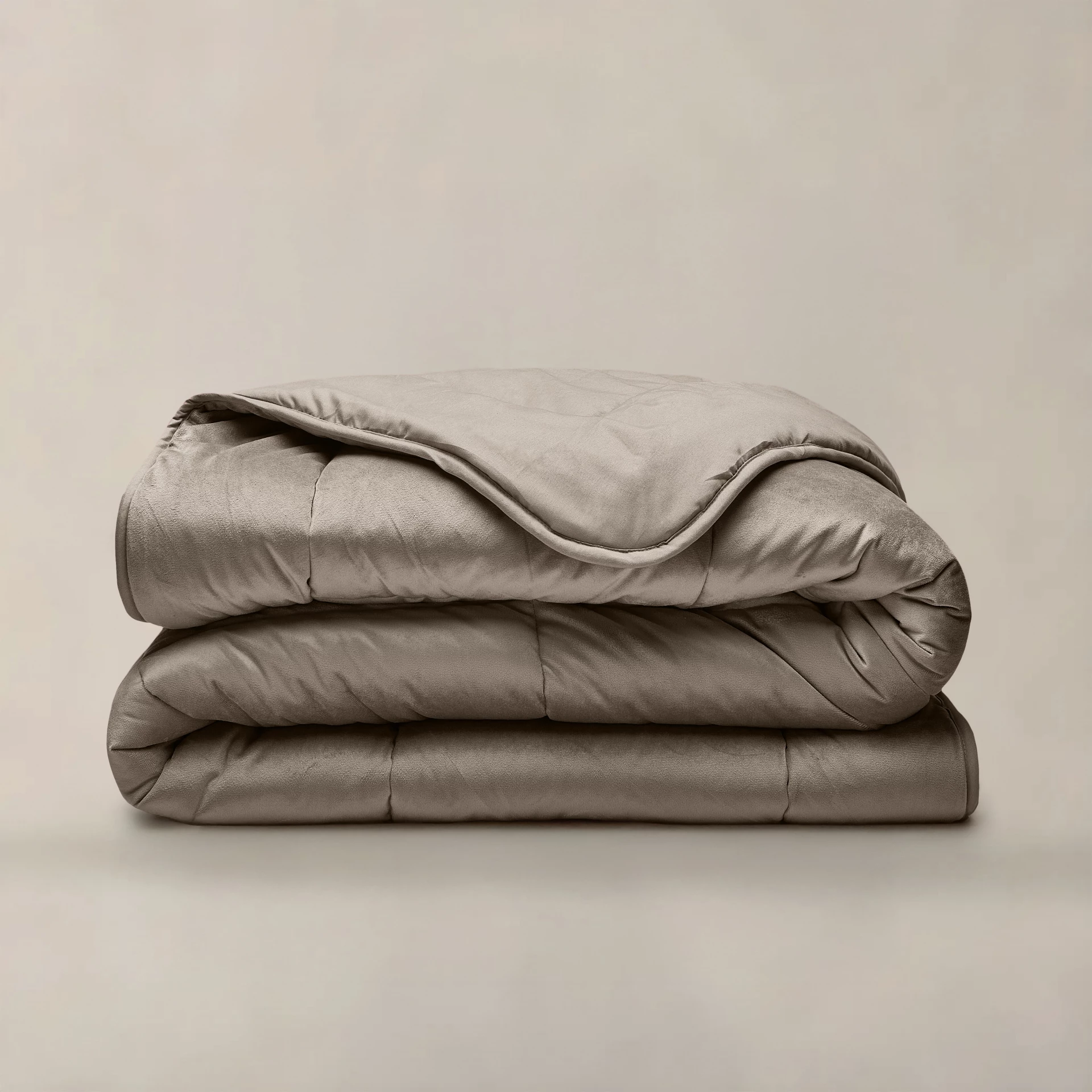 All in one lazy dekbed velvet - Dekbed en overtrek in 1 - Taupe/Grijs