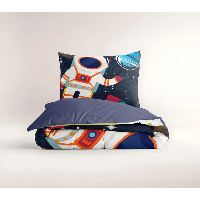 Kinderdekbedovertrek Space man  - microvezel - 140x220 + 60x70 cm
