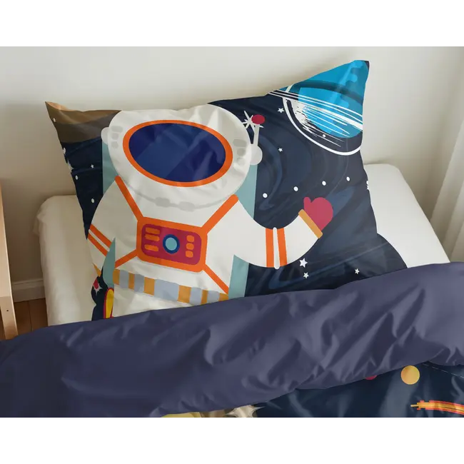 Kinderdekbedovertrek Space man  - microvezel - 140x220 + 60x70 cm