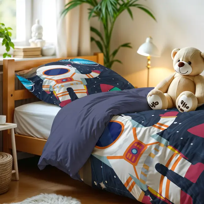 Kinderdekbedovertrek Space man  - microvezel - 140x220 + 60x70 cm