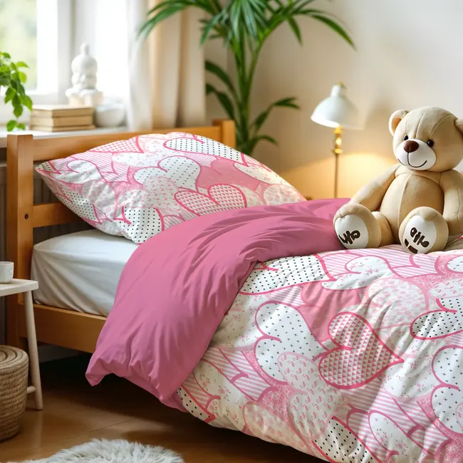 Kinderdekbedovertrek Hearts love  - microvezel - 140x220 + 60x70 cm