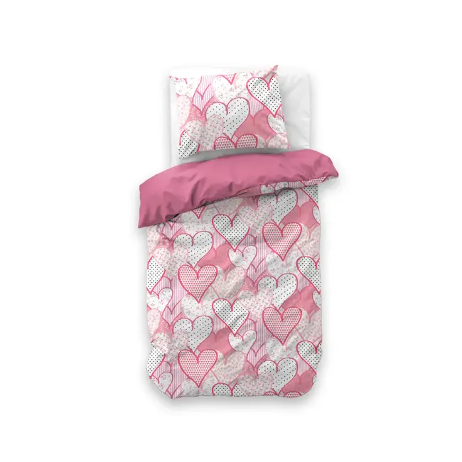 Kinderdekbedovertrek Hearts love  - microvezel - 140x220 + 60x70 cm