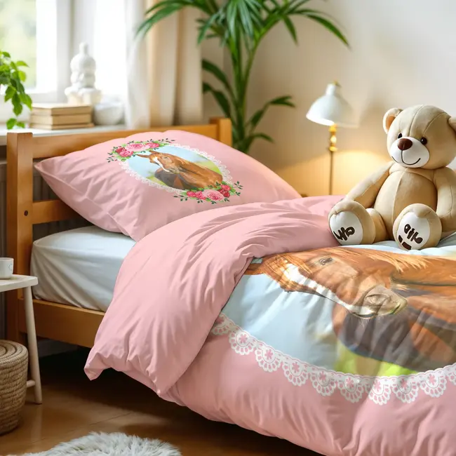 Kinderdekbedovertrek Cute Horse  - microvezel - 140x220 + 60x70 cm