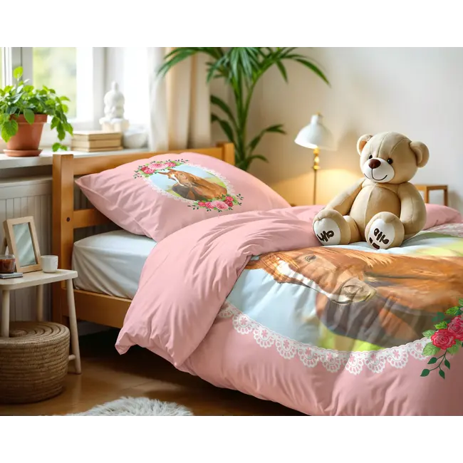 Kinderdekbedovertrek Cute Horse  - microvezel - 140x220 + 60x70 cm